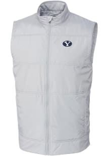 Cutter and Buck BYU Cougars Big and Tall White Stealth Hybrid Quilted Windbreaker Vest Mens Vest