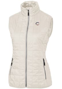 Cutter and Buck Cincinnati Reds Womens White Americana Rainier PrimaLoft Vest