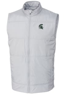 Cutter and Buck Michigan State Spartans Big and Tall White Stealth Hybrid Quilted Windbreaker Vest..