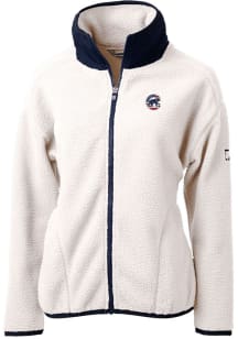Cutter and Buck Chicago Cubs Womens Grey Americana Cascade Sherpa Long Sleeve Full Zip Jacket