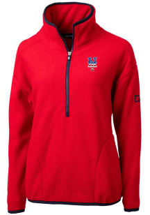 Cutter and Buck New York Mets Womens Red Cascade Eco Sherpa Qtr Zip