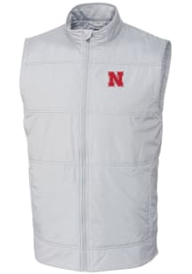 Cutter and Buck Nebraska Cornhuskers Big and Tall White Stealth Hybrid Quilted Windbreaker Vest Me..