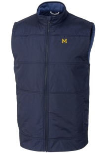 Cutter and Buck Michigan Wolverines Big and Tall Blue Stealth Hybrid Quilted Vest Mens Vest