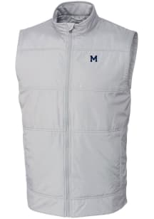Cutter and Buck Michigan Wolverines Big and Tall Grey Stealth Hybrid Quilted Vest Mens Vest