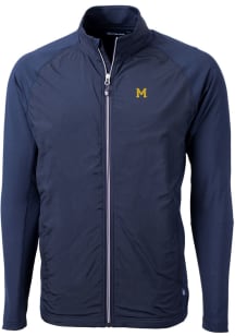Cutter and Buck Michigan Wolverines Mens Blue Adapt Eco Knit Big and Tall Light Weight Jacket