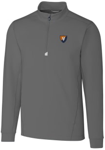 Cutter and Buck Illinois Fighting Illini Mens Grey Vault Traverse Big and Tall Qtr Zip