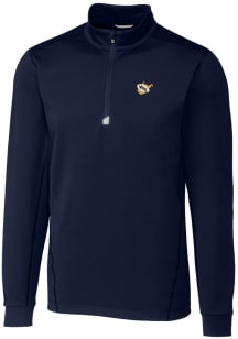 Cutter and Buck West Virginia Mountaineers Mens Navy Blue Vault Traverse Big and Tall Qtr Zip