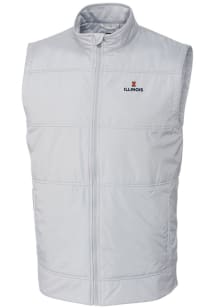 Cutter and Buck Illinois Fighting Illini Big and Tall White Stealth Hybrid Quilted Windbreaker Ves..