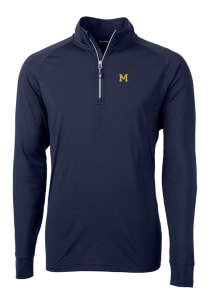Cutter and Buck Michigan Wolverines Mens Blue Adapt Eco Big and Tall Qtr Zip