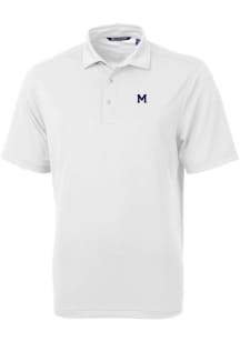 Cutter and Buck Michigan Wolverines White Virtue Eco Pique Big and Tall Polo