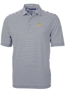 Cutter and Buck Michigan Wolverines Blue Virtue Eco Pique Stripe Big and Tall Polo