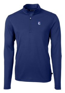 Cutter and Buck Fresno State Bulldogs Mens Blue Virtue Eco Pique Big and Tall Qtr Zip