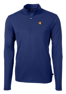 Cutter and Buck Illinois Fighting Illini Mens Blue Virtue Eco Pique Big and Tall Qtr Zip
