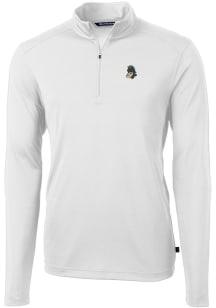 Cutter and Buck Michigan State Spartans Mens White Vault Virtue Eco Pique Big and Tall Qtr Zip