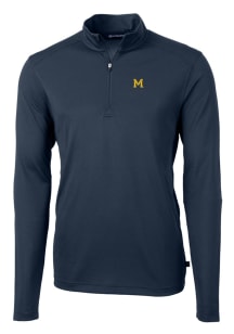 Cutter and Buck Michigan Wolverines Mens Blue Virtue Eco Pique Big and Tall Qtr Zip