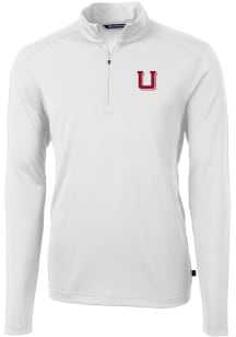 Cutter and Buck Utah Utes Mens White Virtue Eco Pique Big and Tall Qtr Zip
