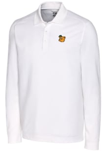 Cutter and Buck Baylor Bears White Advantage Pique Long Sleeve Big and Tall Polo