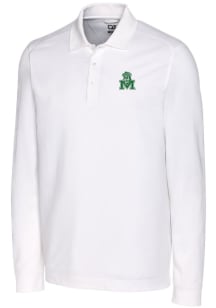 Cutter and Buck Marshall Thundering Herd White Vault Advantage Pique Long Sleeve Big and Tall Polo