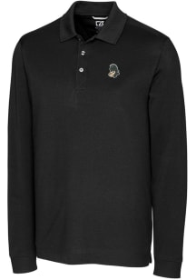 Cutter and Buck Michigan State Spartans Black Advantage Pique Long Sleeve Big and Tall Polo