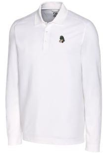 Cutter and Buck Michigan State Spartans White Advantage Pique Long Sleeve Big and Tall Polo