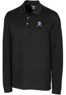 Cutter and Buck Northwestern Wildcats Black Advantage Pique Long Sleeve Big and Tall Polo