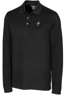 Cutter and Buck Ohio State Buckeyes Black Advantage Pique Long Sleeve Big and Tall Polo