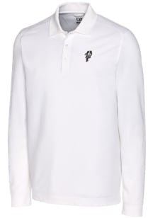 Cutter and Buck Ohio State Buckeyes White Advantage Pique Long Sleeve Big and Tall Polo