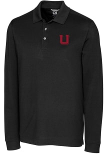 Cutter and Buck Utah Utes Black Advantage Pique Long Sleeve Big and Tall Polo