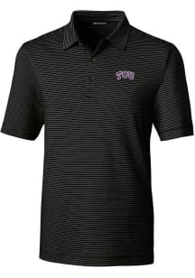 Cutter and Buck TCU Horned Frogs Mens Black Logo Forge Pencil Stripe Short Sleeve Polo