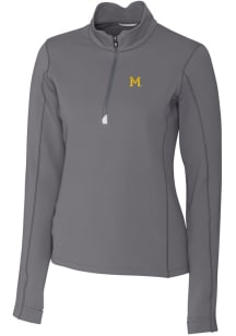Cutter and Buck Michigan Wolverines Womens Grey Vault Traverse Qtr Zip