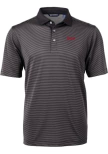 Cutter and Buck Nebraska Cornhuskers Mens Black Virtue Micro Stripe Short Sleeve Polo
