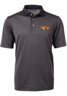 Cutter and Buck Iowa State Cyclones Mens Black Virtue Micro Stripe Short Sleeve Polo