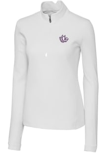 Cutter and Buck TCU Horned Frogs Womens White Traverse Qtr Zip