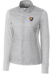 Cutter and Buck Illinois Fighting Illini Womens Grey Vault Stealth Hybrid Quilted Medium Weight Ja..