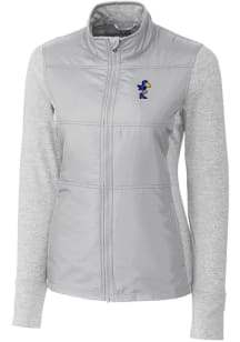 Cutter and Buck Kansas Jayhawks Womens Grey Vault Stealth Hybrid Quilted Medium Weight Jacket