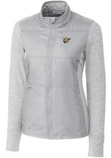 Cutter and Buck West Virginia Mountaineers Womens Grey Vault Stealth Hybrid Quilted Medium Weight..