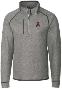 Cutter and Buck Alabama Crimson Tide Mens Grey Mainsail Sweater Big and Tall Qtr Zip