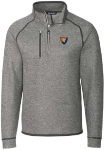Cutter and Buck Illinois Fighting Illini Mens Grey Mainsail Sweater Big and Tall Qtr Zip