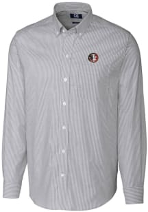 Cutter and Buck Florida State Seminoles Mens Charcoal Stretch Oxford Stripe Big and Tall Dress Shi..