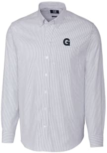 Cutter and Buck Gonzaga Bulldogs Mens Navy Blue Stretch Oxford Stripe Big and Tall Dress Shirt