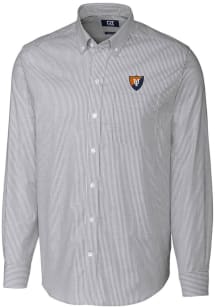 Cutter and Buck Illinois Fighting Illini Mens Charcoal Stretch Oxford Stripe Big and Tall Dress Sh..