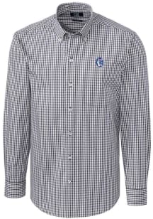 Cutter and Buck Fresno State Bulldogs Mens Charcoal Easy Care Stretch Gingham Big and Tall Dress S..