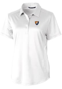 Cutter and Buck Illinois Fighting Illini Womens White Vault Prospect Textured Short Sleeve Polo Sh..