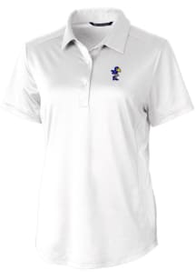 Cutter and Buck Kansas Jayhawks Womens White Vault Prospect Textured Short Sleeve Polo Shirt