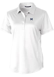 Cutter and Buck Michigan Wolverines Womens White Vault Prospect Textured Short Sleeve Polo Shirt