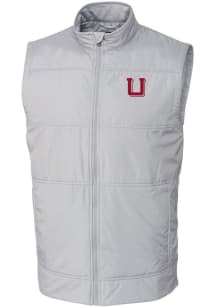Cutter and Buck Utah Utes Mens Grey Stealth Hybrid Quilted Sleeveless Jacket