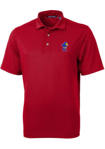 Cutter and Buck Kansas Jayhawks Mens Red Virtue Short Sleeve Polo