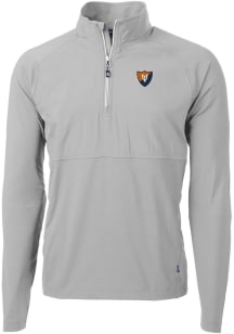 Cutter and Buck Illinois Fighting Illini Mens Grey Adapt Eco Knit Long Sleeve Qtr Zip Pullover