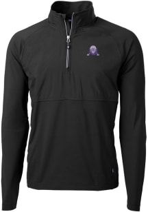 Cutter and Buck Northwestern Wildcats Mens Black Vault Adapt Eco Hybrid Long Sleeve Qtr Zip Pullov..
