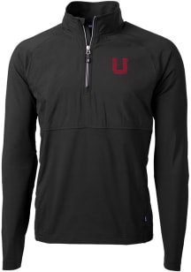 Cutter and Buck Utah Utes Mens Black Adapt Eco Hybrid Long Sleeve Qtr Zip Pullover